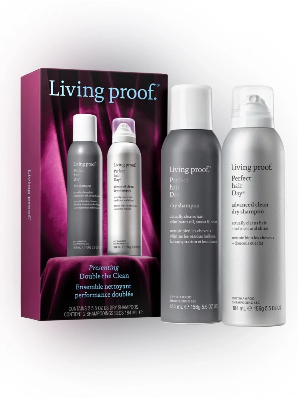 Living Proof Perfect Hair Day Dry Shampoo Duo 5.5oz x2 Set Advanced Clean